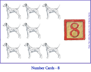 Number Card Eight – 8 Dalmatian Dogs